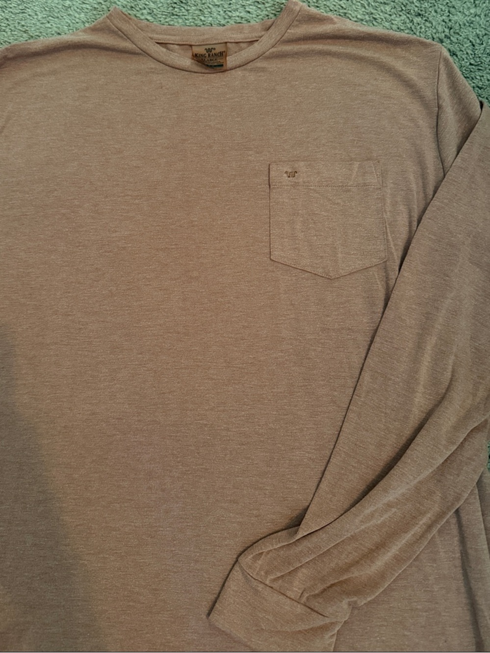 Men's King Ranch Long-Sleeve Pocket Crewneck Shirt - Taupe/Mauve Size XL
